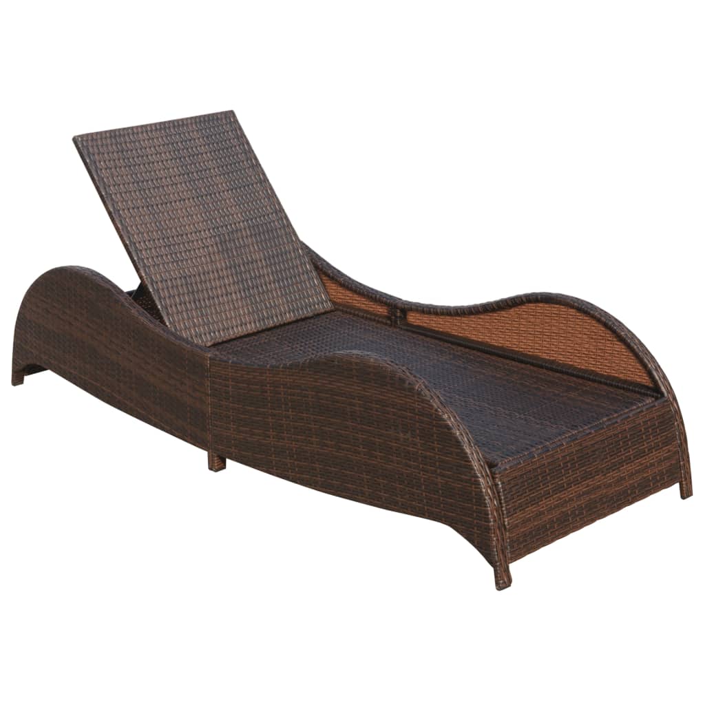 Lettino Prendisole con Cuscino in Polyrattan Marrone cod mxl 27706