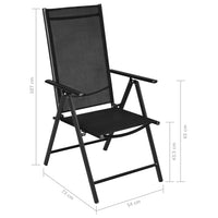 Sedie da Giardino Pieghevoli 4 pz in Alluminio e Textilene Nere cod mxl 43300