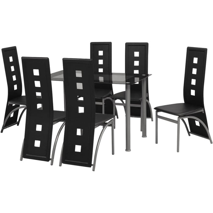 Set Tavolo da Pranzo 7 pz Nero 242910