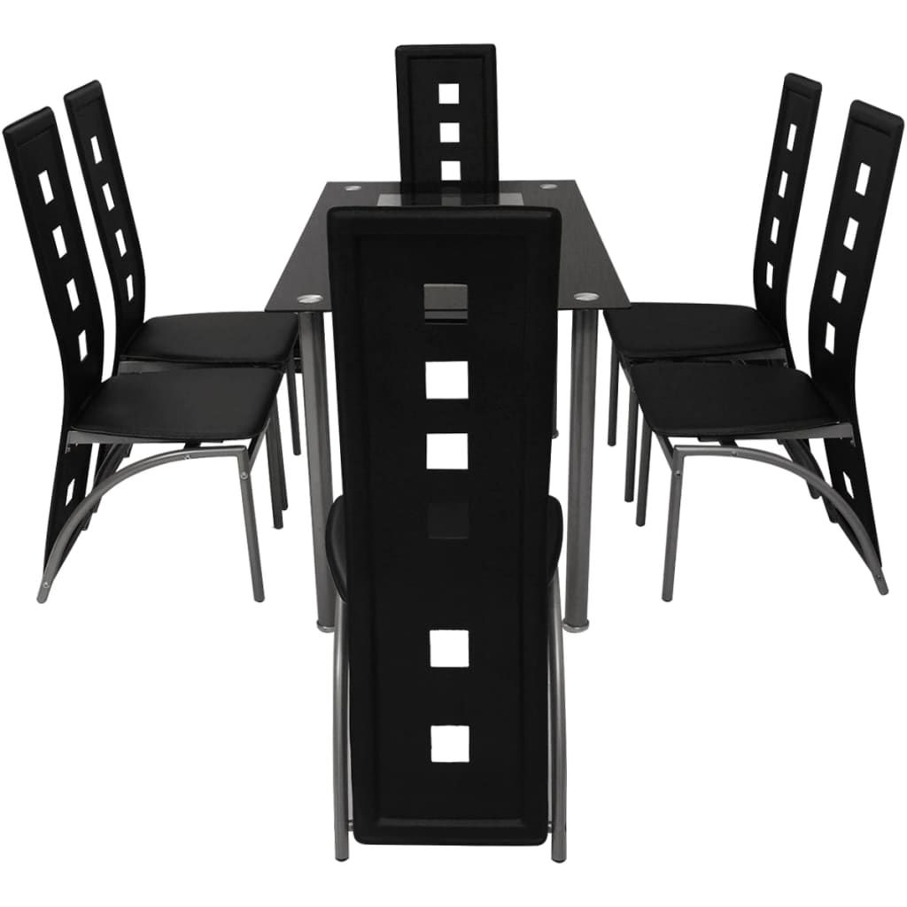 Set Tavolo da Pranzo 7 pz Nero 242910