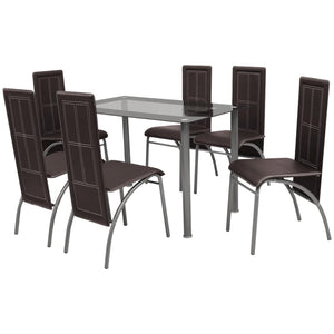 Set Sala Da Pranzo 7 Pezzi Marrone cod mxl 24859