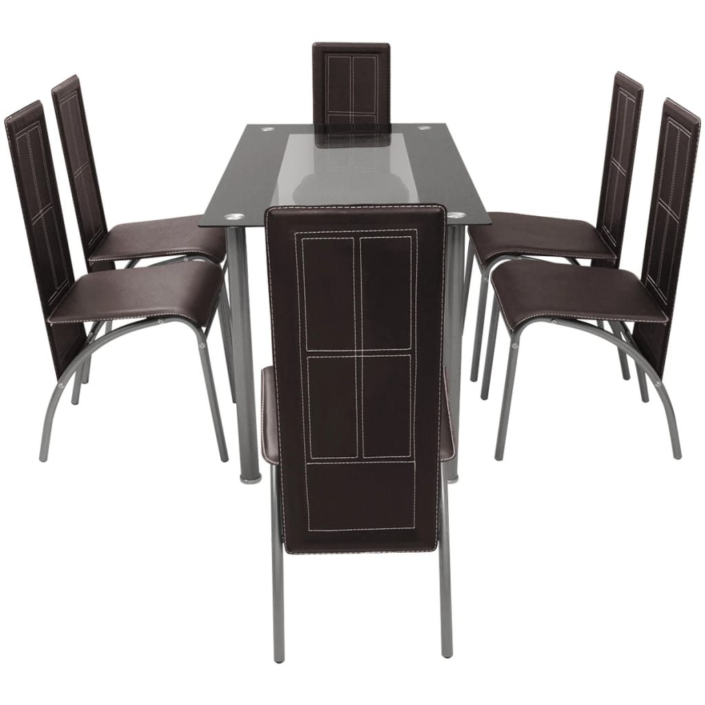 Set Sala Da Pranzo 7 Pezzi Marrone cod mxl 24859