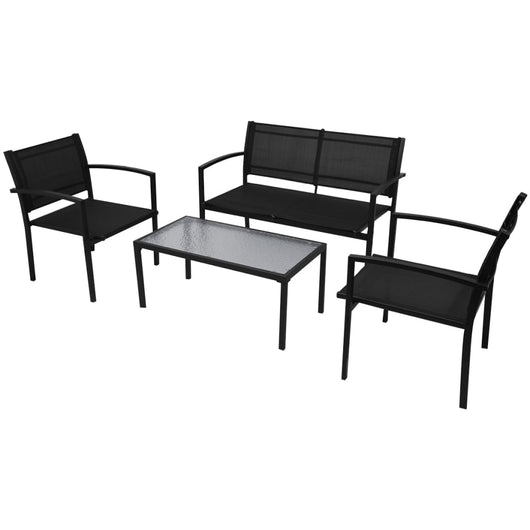 Set da Pranzo da Giardino 4 pz in Textilene Nero cod mxl 43147