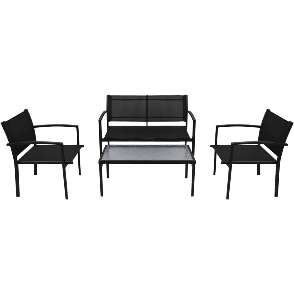 Set da Pranzo da Giardino 4 pz in Textilene Nero cod mxl 43147