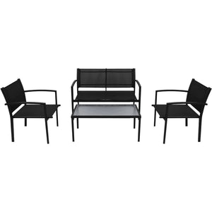 Set da Pranzo da Giardino 4 pz in Textilene Nero cod mxl 43147