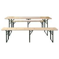 Tavolo da Birreria Pieghevole 2 Panche 220 cm Legno di Abete 42207