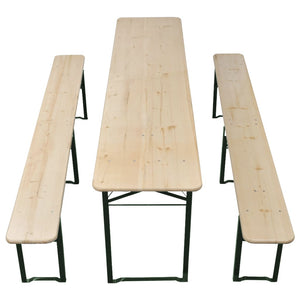 Tavolo da Birreria Pieghevole 2 Panche 220 cm Legno di Abete 42207