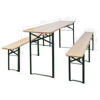 Tavolo da Birreria Pieghevole 2 Panche 220 cm Legno di Abete 42207