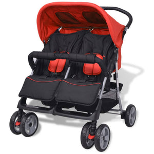 Passeggino Gemellare in Acciaio Rosso e Nerocod mxl 71844