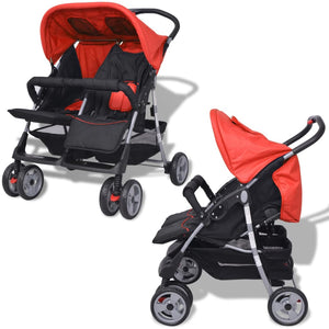 Passeggino Gemellare in Acciaio Rosso e Nerocod mxl 71844