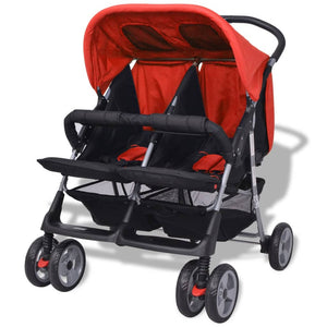 Passeggino Gemellare in Acciaio Rosso e Nerocod mxl 71844