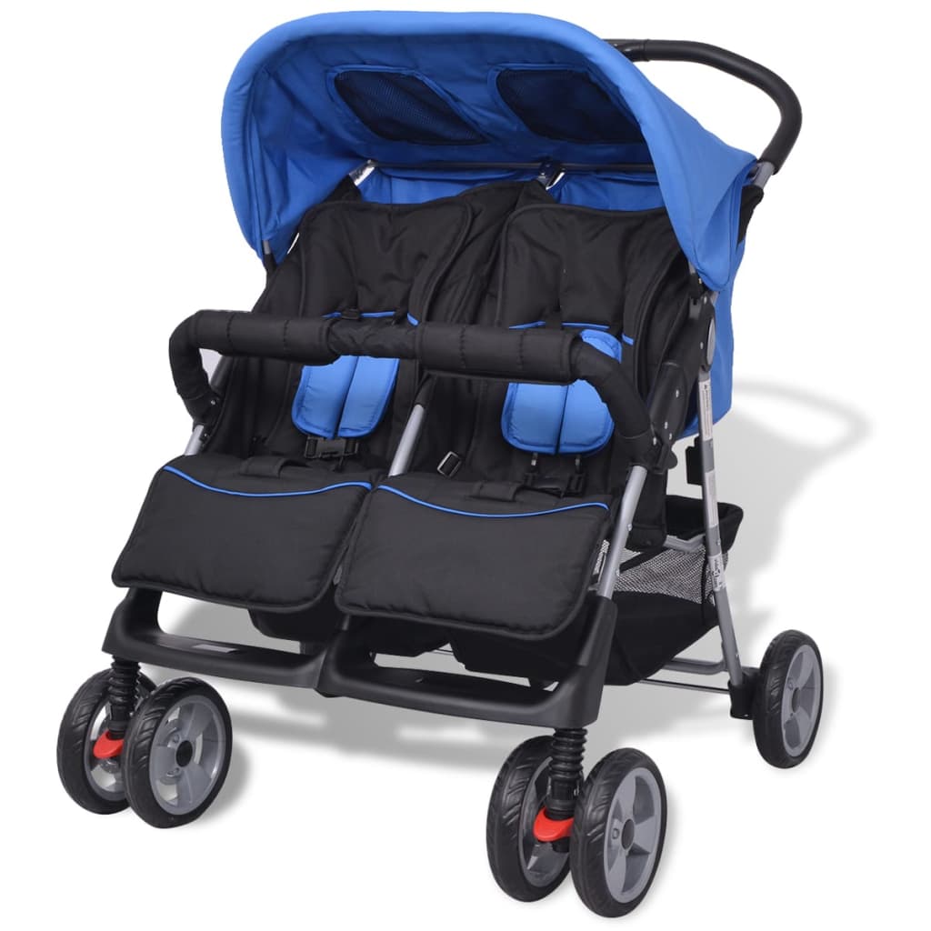 Passeggino Gemellare in Acciaio Blu e Nero cod mxl 69369