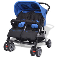 Passeggino Gemellare in Acciaio Blu e Nero cod mxl 69369