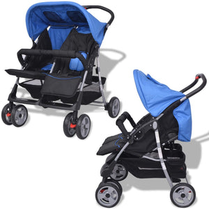 Passeggino Gemellare in Acciaio Blu e Nero cod mxl 69369