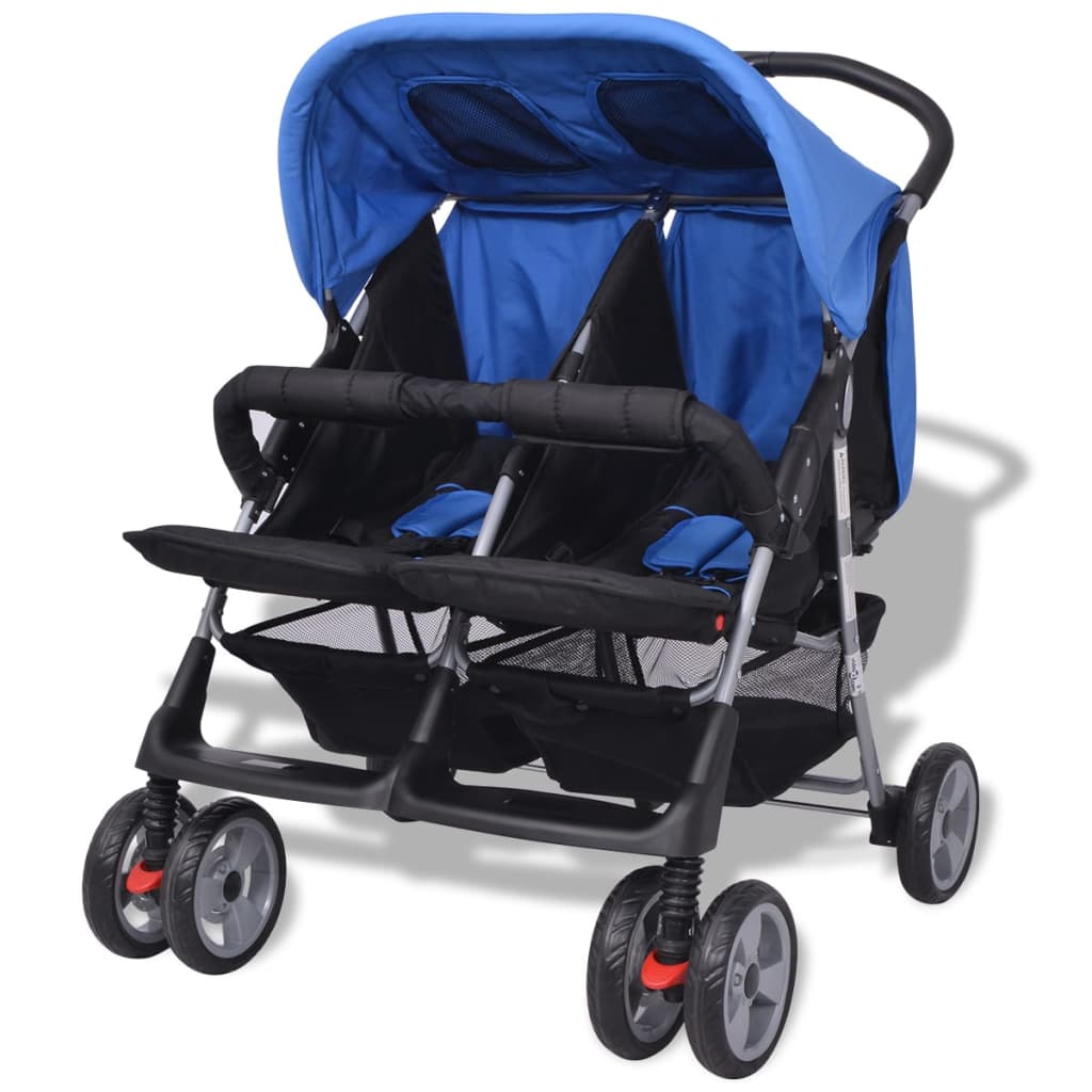 Passeggino Gemellare in Acciaio Blu e Nero cod mxl 69369