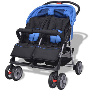 Passeggino Gemellare in Acciaio Blu e Nero cod mxl 69369