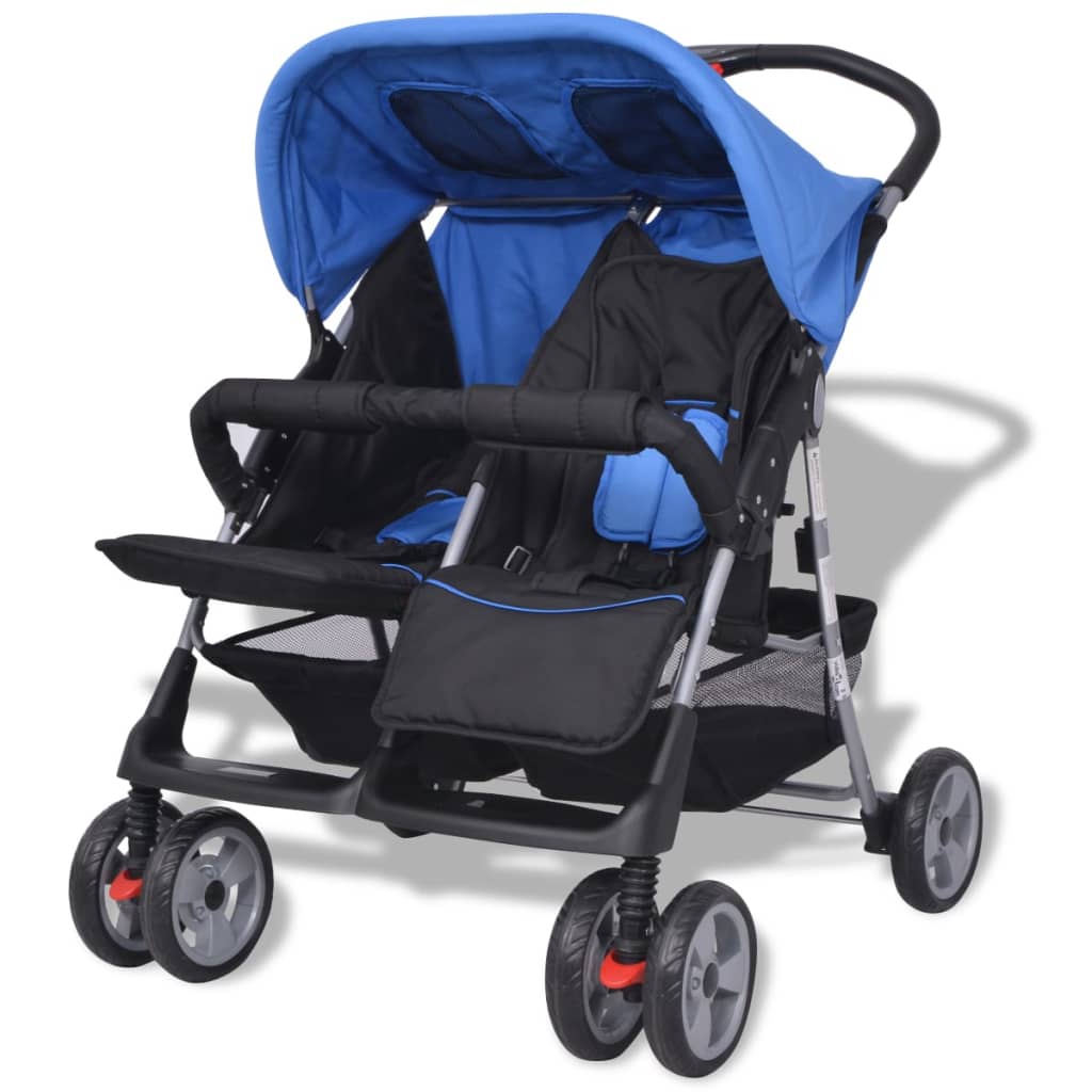 Passeggino Gemellare in Acciaio Blu e Nero cod mxl 69369