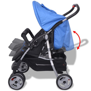 Passeggino Gemellare in Acciaio Blu e Nero cod mxl 69369