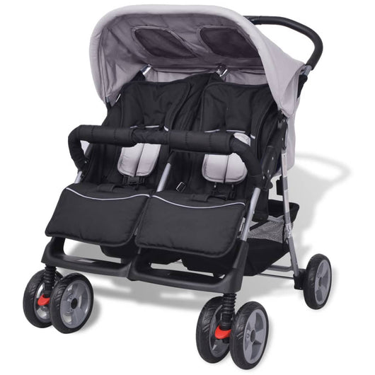 Passeggino Gemellare in Acciaio Grigio e Nero cod mxl 77826