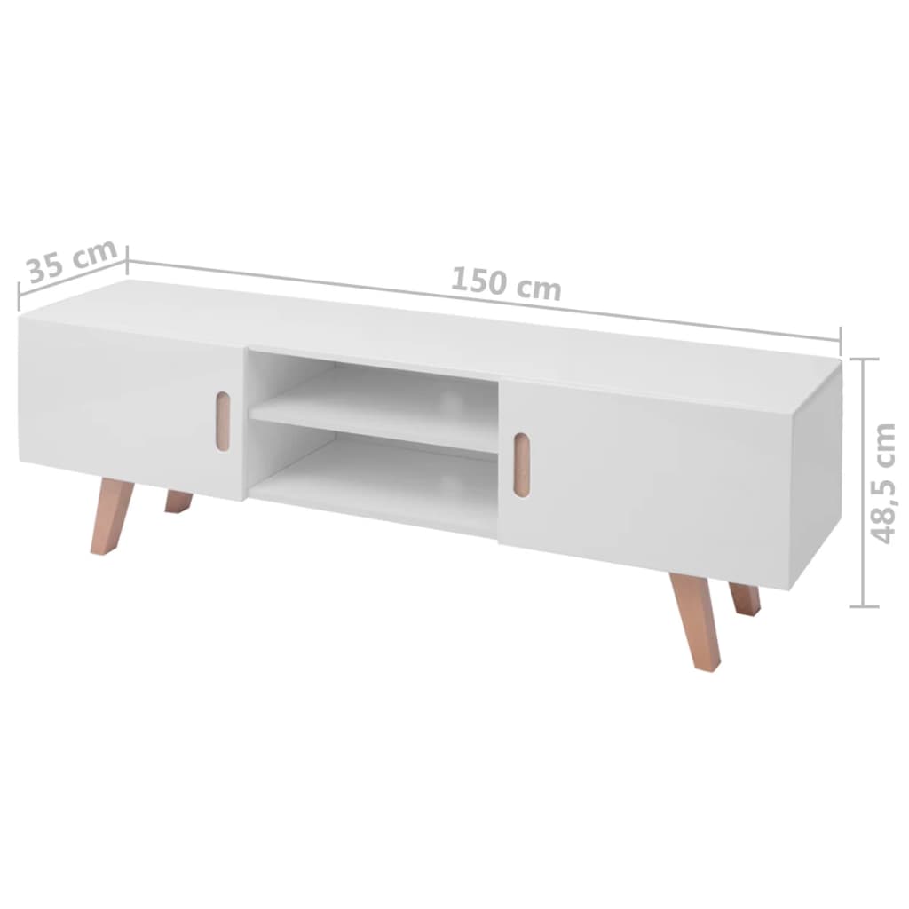 Supporto TV in MDF 150x35x48,5 cm Lucido Bianco cod mxl 18600