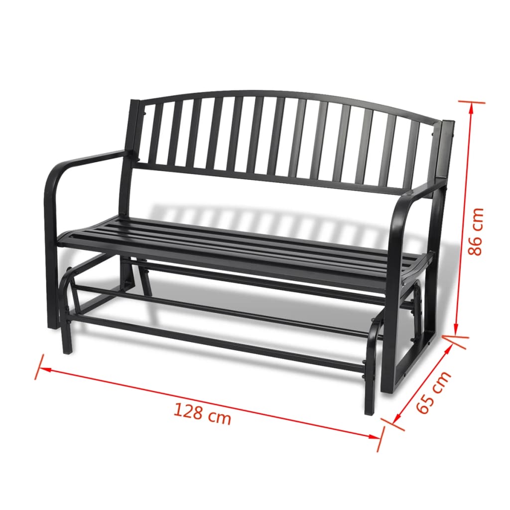 Panchina da Giardino a Dondolo Nera in Acciaio cod mxl 43984