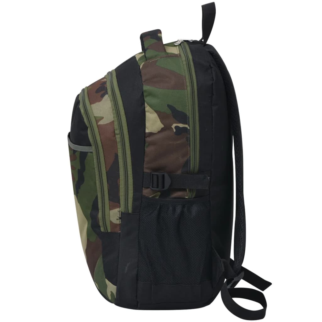 Zaino da Scuola 40L Nero e Mimetico