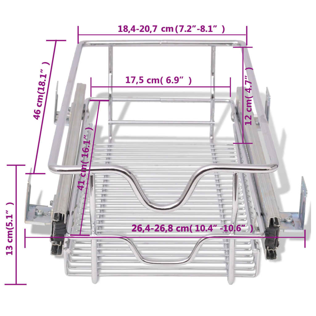 Cestelli a Rete Scorrevoli 2 pz Argento 300 mm