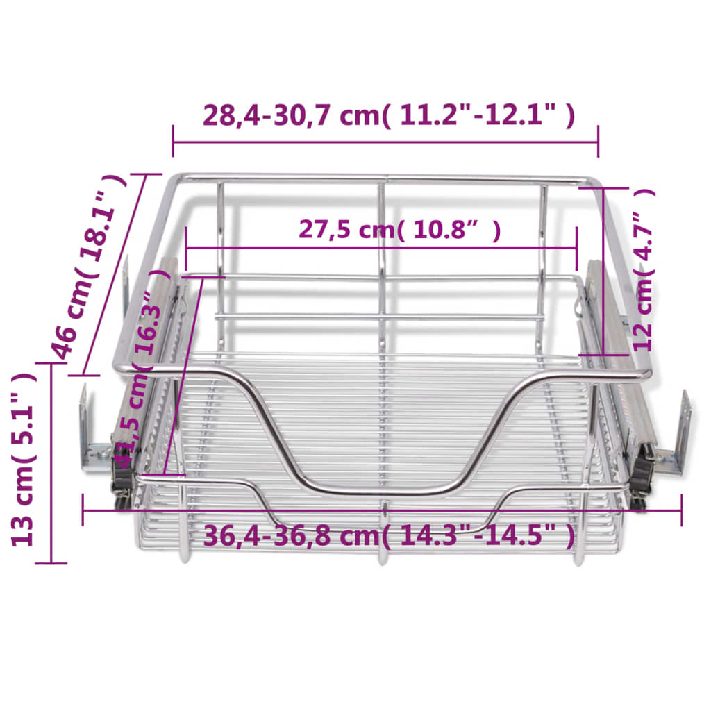 Cestelli a Rete Scorrevoli 2 pz Argento 400 mm