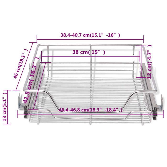 Cestelli a Rete Estraibili 2 pz 500 mm Argentati