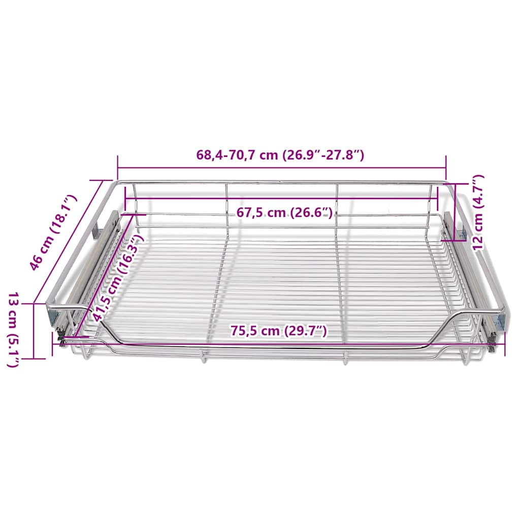 Cestelli a Rete Estraibili 2 pz 800 mm Argentati 50482