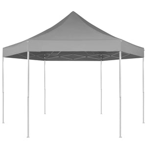 Gazebo Pieghevole Esagonale Pop-Up Grigio 3,6x3,1 m cod mxl 66343