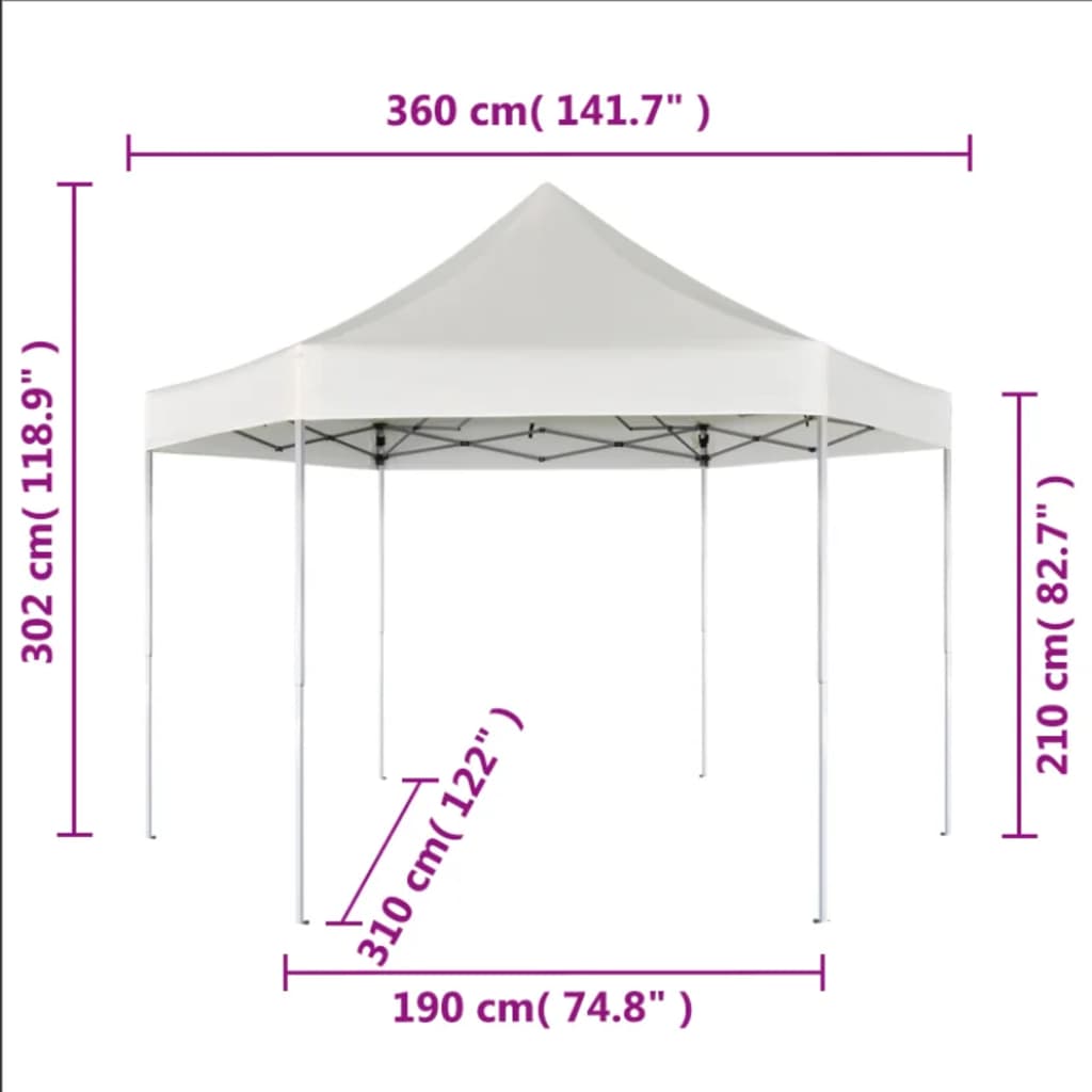 Gazebo Pieghevole Esagonale Pop-Up Grigio 3,6x3,1 m cod mxl 66343