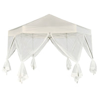 Gazebo Esagonale Pop-Up con 6 Pareti Bianco Crema 3,6x3,1 m 42109