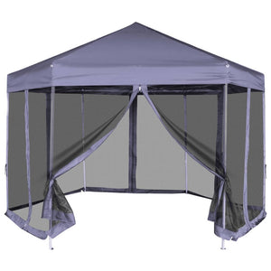 Gazebo Esagonale Pop-Up con 6 Pareti Blu Scuro 3,6x3,1 m cod mxl 66013