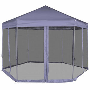 Gazebo Esagonale Pop-Up con 6 Pareti Blu Scuro 3,6x3,1 m cod mxl 66013