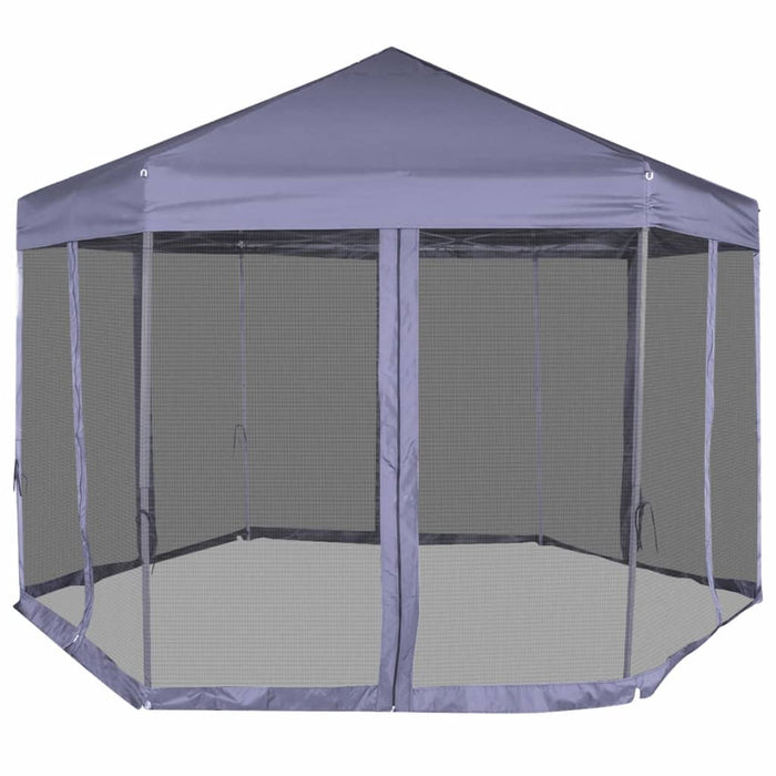 Gazebo Esagonale Pop-Up con 6 Pareti Blu Scuro 3,6x3,1 m cod mxl 66013