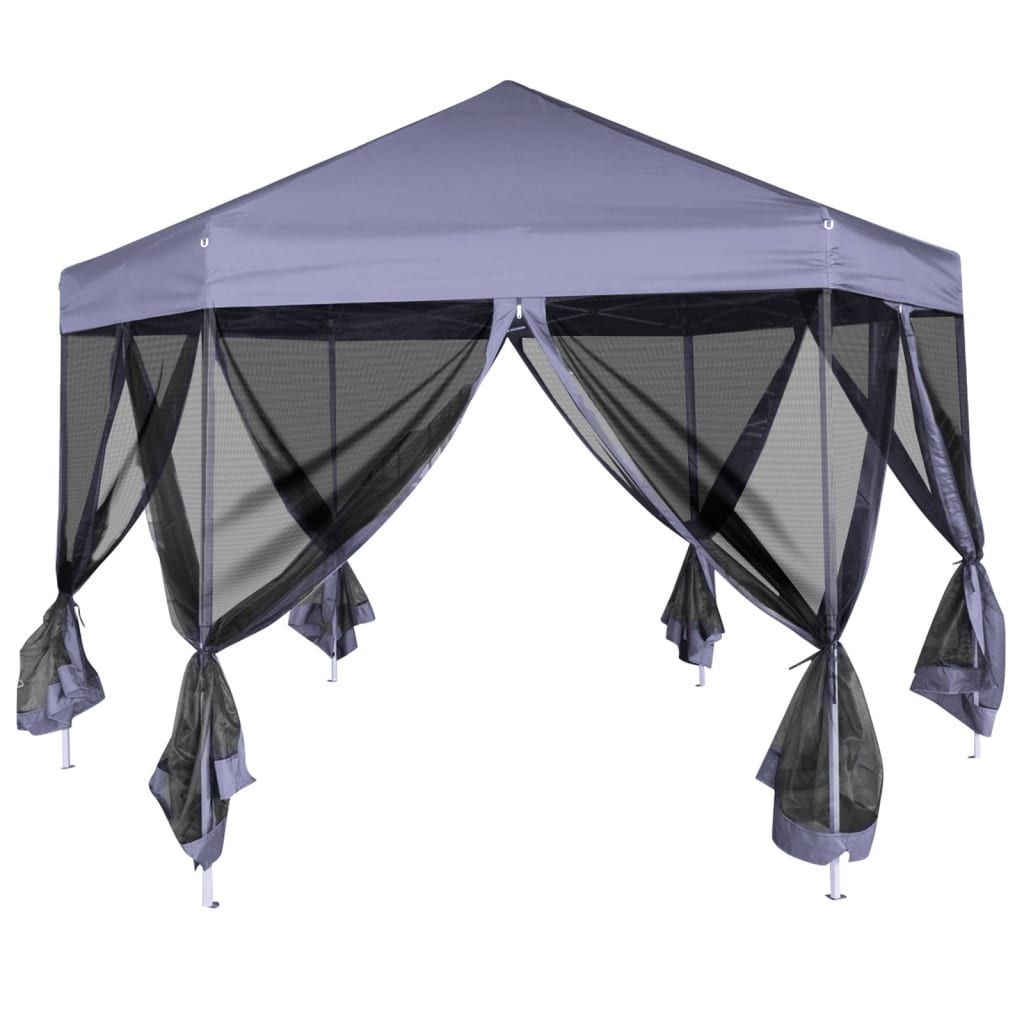 Gazebo Esagonale Pop-Up con 6 Pareti Blu Scuro 3,6x3,1 m cod mxl 66013