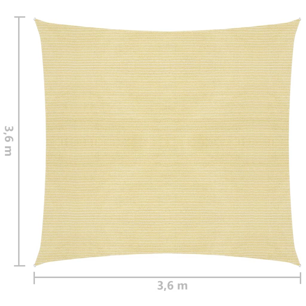 Parasole a vela HDPE Quadrato 3,6x3,6 m Beige