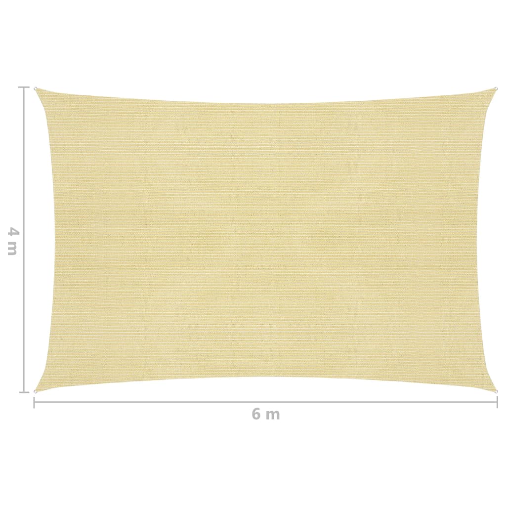 Parasole a Vela HDPE Rettangolare 4x6 m Beige 42284