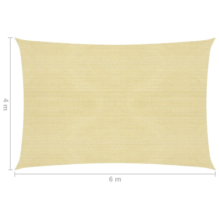 Parasole a Vela HDPE Rettangolare 4x6 m Beige 42284