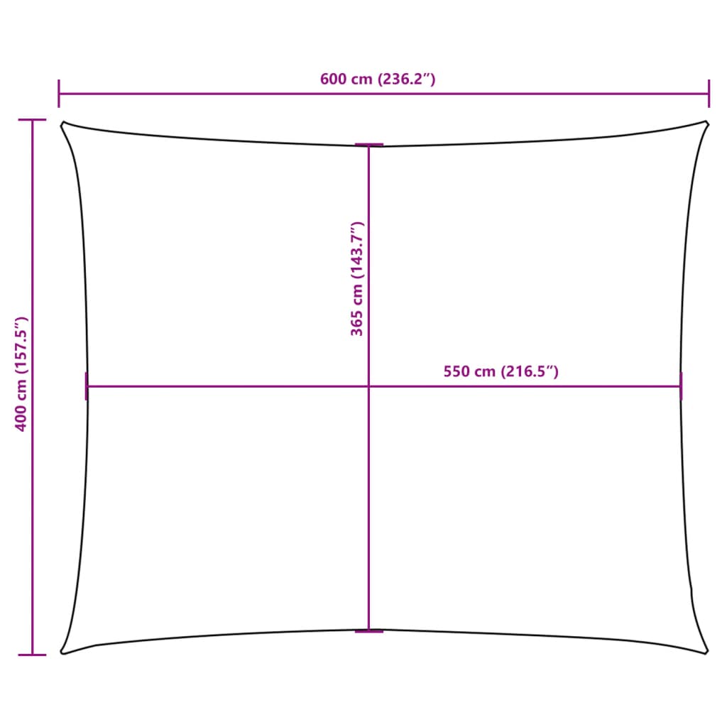 Parasole a Vela Oxford Rettangolare 4x6 m Antracite 42304