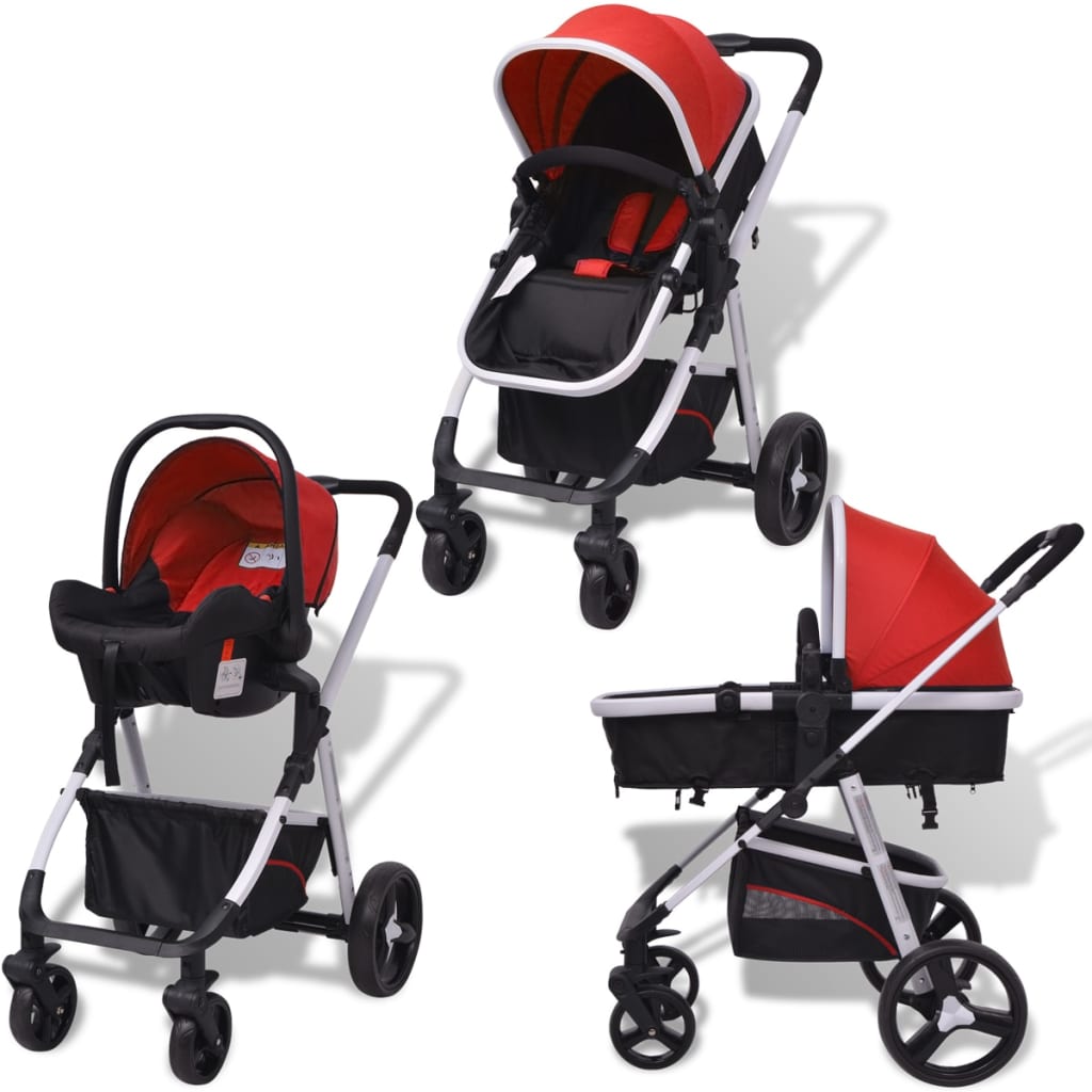 Passeggino 3 in 1 in Alluminio Rosso e Nero cod 11876