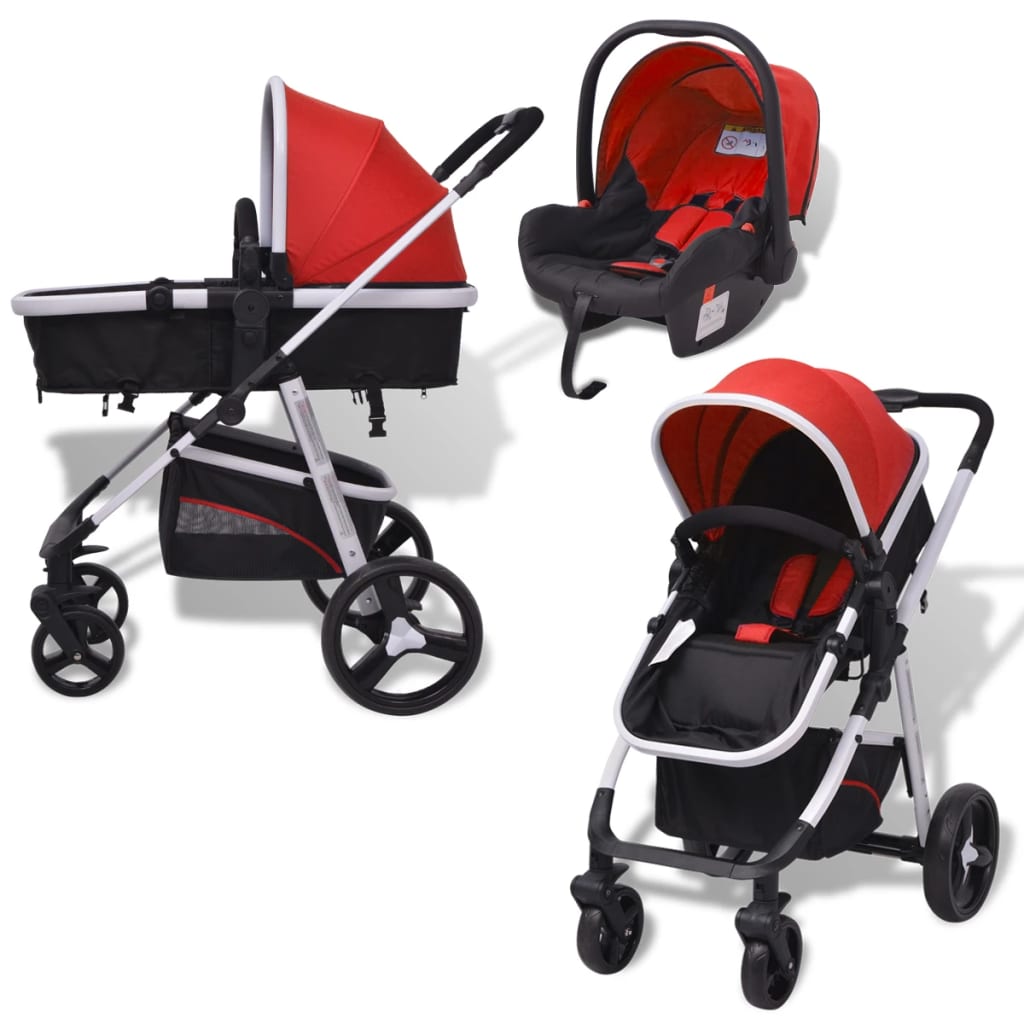 Passeggino 3 in 1 in Alluminio Rosso e Nero cod 11876