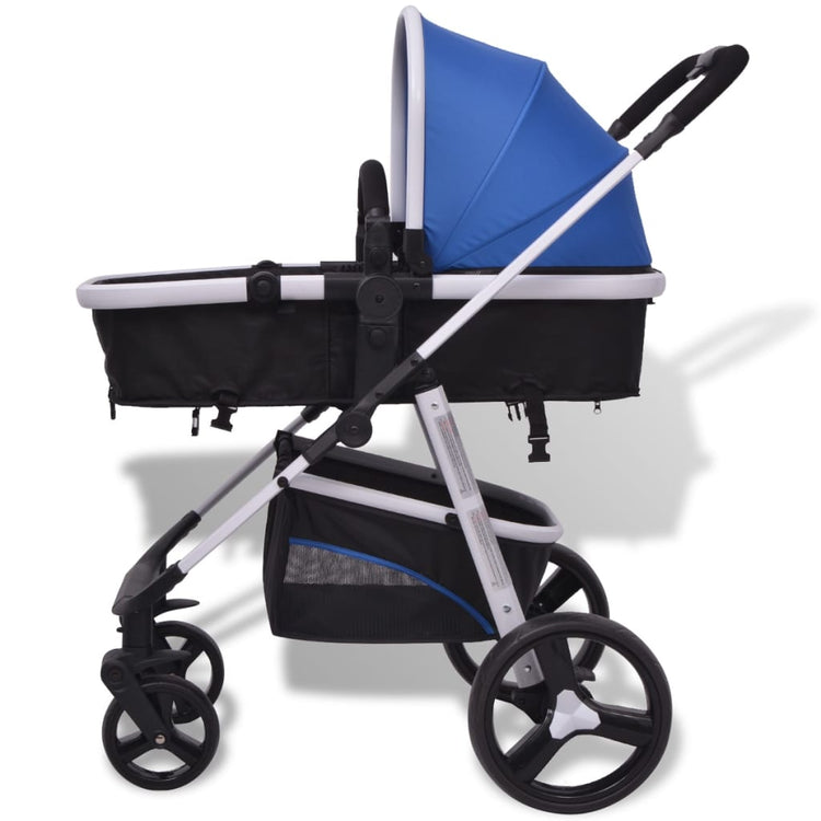 Passeggino 3 in 1 in Alluminio Blu e Nero