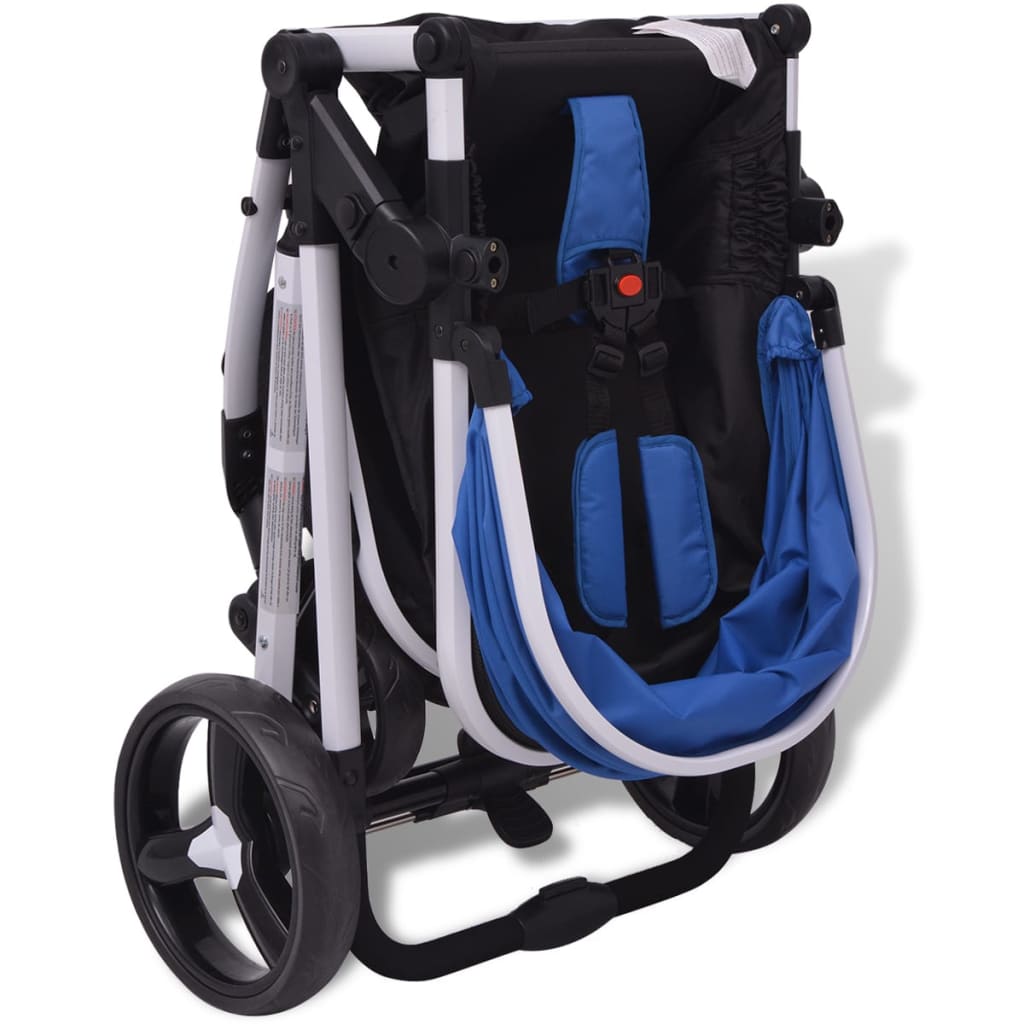 Passeggino 3 in 1 in Alluminio Blu e Nero