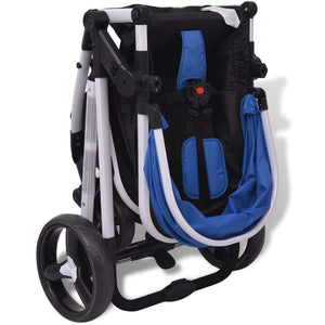 Passeggino 3 in 1 in Alluminio Blu e Nero