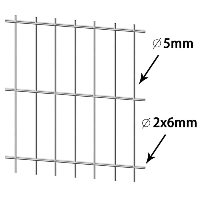 Pannello di Recinzione 2D 2,008x0,83 m Argento