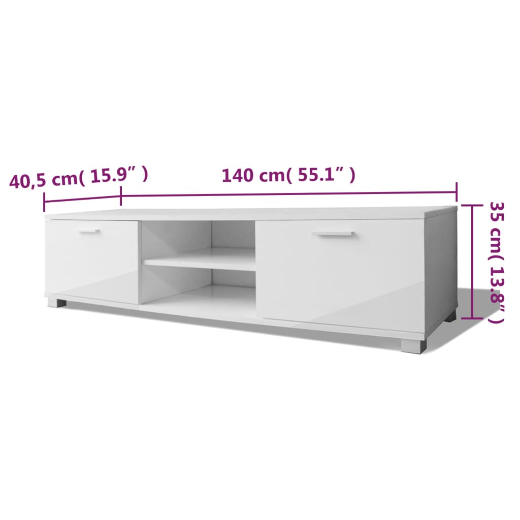 Mobile TV Bianco Laccato Lucido 120x40,3x34,7 cm