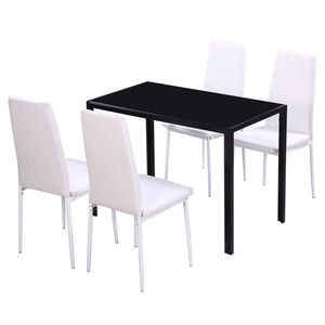 Set Tavolo da Pranzo 5 Pezzi Nero e Bianco