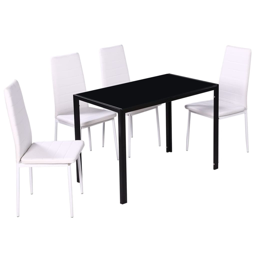 Set Tavolo da Pranzo 5 Pezzi Nero e Bianco